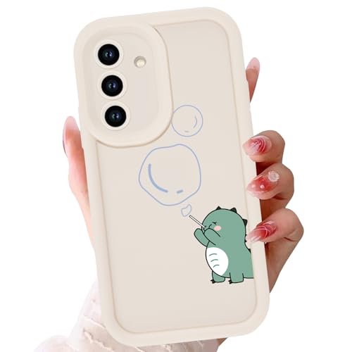 Zrutru Cute Dinosaur Phone Case for Samsung Galaxy A16 5G 6.7',Kawaii Bubble Cartoon Cases Funny Design Pattern Cover for Girls Kids Boys,Beige Soft Shockproof Lens Protection Funda for Samsung A16