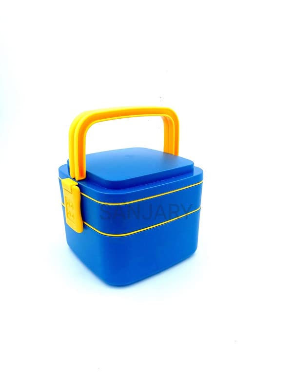 Buy SANJARY Plastic 2 Layer Modern Square Lunch Box with Handle Tiffin