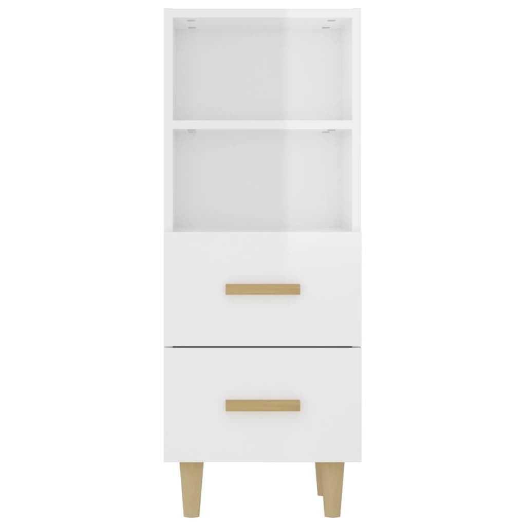 vidaXL Buffet Armoire Latérale Meuble de Rangement Organisateur de Maison Salon Salle de Séjour Blanc Brillant 34,5x34x90 cm Bois d'Ingénierie