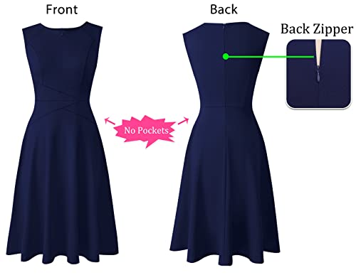 Image of VFSHOW Womens Front Zipper Work Business A-Line Dress Elegant Professional Office Career Church Fit and Flare Skater Dresses
