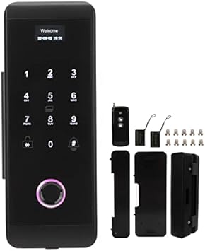 Smart Glass Door Lock, Keyless Entry Door Lock for Tuya Fingerprint/Password/IC ID Card/APP Remote Control Door Lock Electronic Touchscreen Deadbolt Lock for Home Office Apartment
