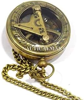 Brass Push Button Compass Maritime Nautical Mini Sundial Compass Desk Gift (Black Antique)