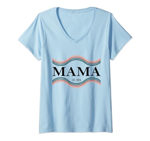 Mujer Mom Soon To Be Mama New Mother Mama Est 2024 Camiseta Cuello V