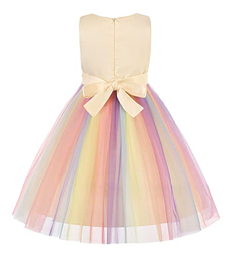 Jerrisapparel Flower Girls Sequin Dress Rainbow Tutu Birthday Party Dress Pageant Gown (Apricot, 3-4 Years) #TOP1