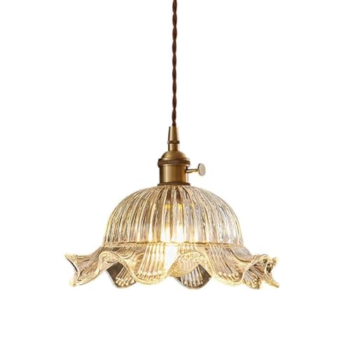 Lustre fleur en verre transparent anti-zones d'ombre pour îlot cuisine et restaurant