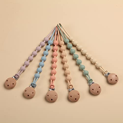 Eoopoon Silicone Pacifier Clips Holders For Baby Boys And Girls, One-Piece Silicone Pacifier Chain Leash With Clip For Newborn, 3Pack(Muted,Apricot,Dusty Lilac) #TOP6