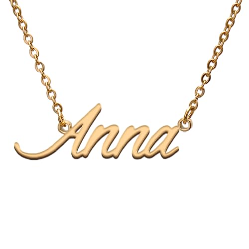 Anna Name Tag Necklaces for Her His Friends Familys Relationship Memory Jewelry Gift