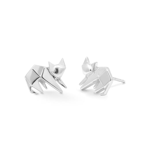 Boma Jewelry Sterling Silver Origami Scardey Cat Stud Earrings