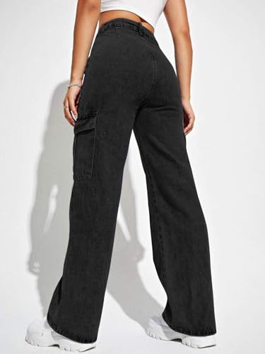 Image of CHKOKKO Women High Rise Denim Solid Regular Fit Jeans
