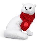 Civaner Arctic Fox Plush Christmas Pet with Scarf Gifts Stuffed Animal 8 Inch Realistic Christmas Arctic Fox Gifts for Party Holiday Birthday
