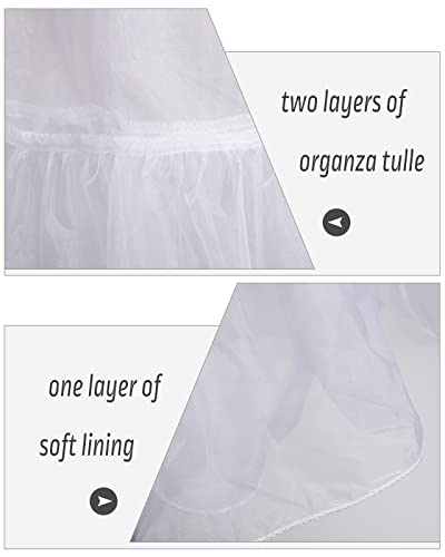 Women's 50S Crinoline Petticoat Adult Elastic Waist Tutu Skirts Layered Chiffon Underskirt Puffy Tulle Ballet Dance Pettiskirts Pure-White #TOP1