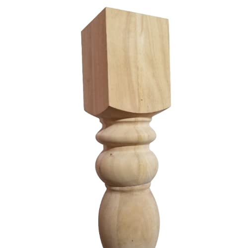 DESIGN 59 Chunky Hardwood Unfinished Farmhouse Dining Table Legs Set of 4 Turned Legs