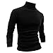 Men Slim Fit Lightweight Long Sleeve Pullover Top Turtleneck T-Shirt(Black,L)