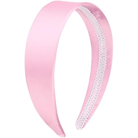 Wecoe Pink Headband 1.6 Inch Wide Silk Satin Headband Women Non Slip Fashion Plain Head Band Solid Hair Band DIY Holiday Hair Accessories for Women Girls Diademas Para Mujer Gifts Cover