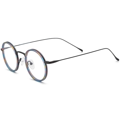 Image of FONEX Acetate Titanium Glasses Frame Men 2024 New Round Eyeglasses Spectacles Eyewear F85844