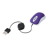 Mini mouse óptico de viagem, mouse portátil com fio USB com cabo USB retrátil, mouse de bolso pequeno para laptop e computador