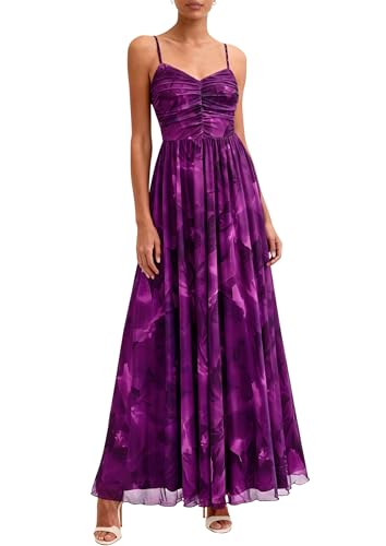 PRETTYGARDEN Women Summer Floral Maxi Dress 2026 Spring Spaghetti Strap