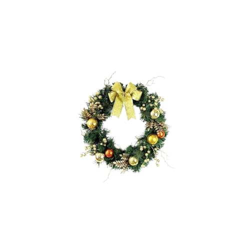 Couronne de Noël 50cm lot de 2 avec nœud rouge pour décoration extérieure de porte et fenêtre