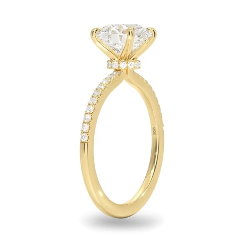 2CT Sterling Silver Engagement Rings AAAAA Cubic Zirconia CZ Wedding Promise Bands For Women Round Solitaire Simulated Diamond Silver/Gold Size 5-10