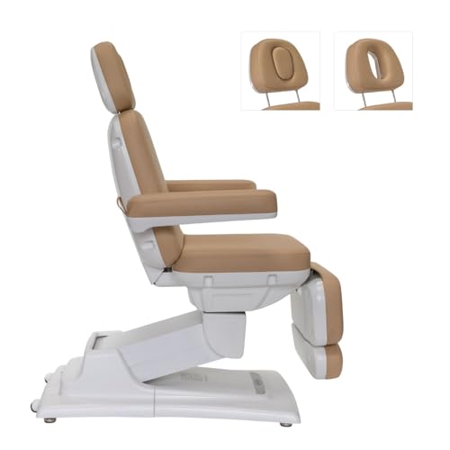 Spa Luxe Sibella Electric Treatment Chair - 4 Quiet German Motors, 3.5" Plush Cushion - Adjustable Height, Backrest & Leg Rest with Hand Remote - 2-Year Warranty - Beige
