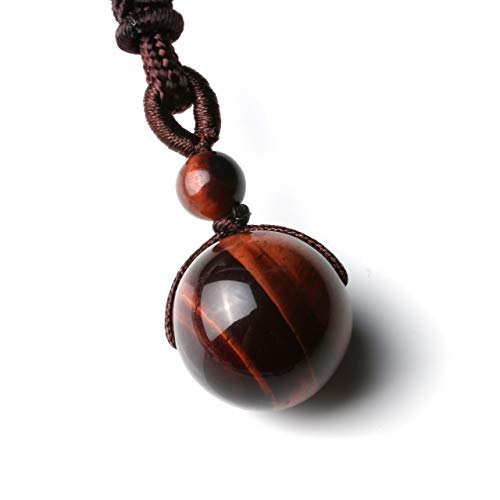 Image of Jovivi Healing Crystals Necklace Natural Tiger Eye Amethyst Lucky Blessing Protection Chakra Beads Stone Pendant for Women Men Adjustable, 18-26 inches, Stone Nylon, No Gemstone