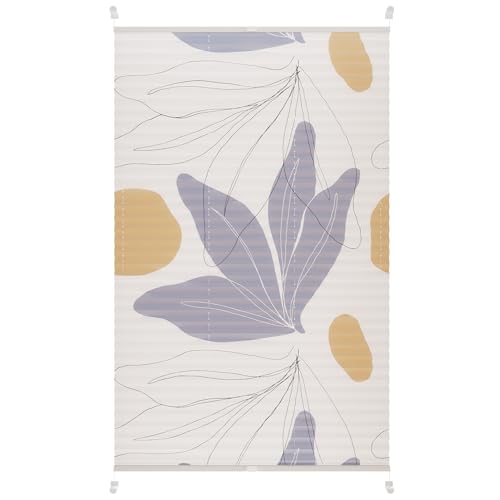 Lichtblick Plissee ohne Bohren, verspannt, Blickdicht, Tageslicht - bunt Blau Beige, 45 cm x 130 cm (B x L)