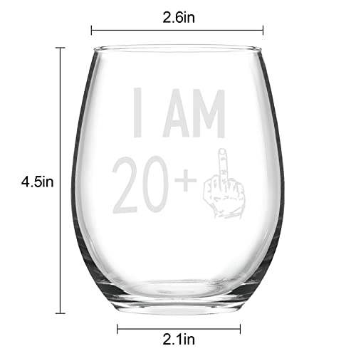 Livole Unusual 21st Birthday Gifts for Her, Him, Men, Best Friend, Happy 21st Birthday, I AM 20+, 21st Anniversary Presents, 15oz Stemless 20+ Wine Glasses, Tumbler Glasses for Red Wine, Cocktail - Image 6