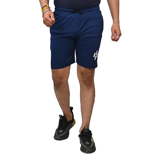 Image of A.A.Fashion Men's Navy Blue Sports Shorts Quick Dry Gym Workout Running Activewear with Elastic Waist
