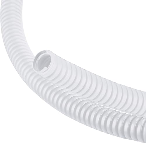 Innconee 1/4 Inch x 24.6 ft Wire Loom Split Tubing Guard Plastic Convoluted Flex Electric Wire Cord Protectors from Pets No Chew(White)