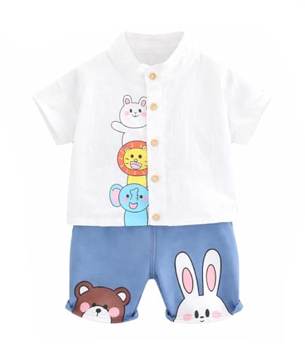 Image of Bold N Elegant Boys Cartoon Cotton Shirt Denim Shorts Set