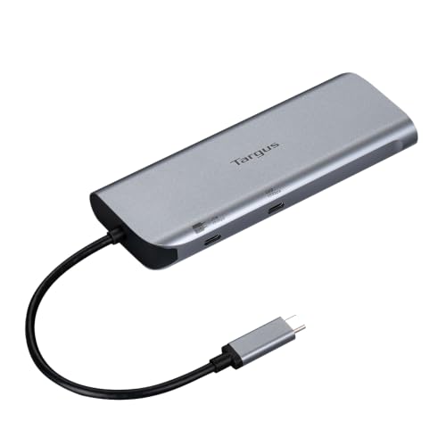 Targus Station d’Accueil USB-C Double Écran 4K, Dock Mobile HDMI avec Charge Pass-Through 140W PD 3.1, 2 USB-C 10Gb/s, 2 USB-A 10Gb/s, Ethernet Gigabit, Windows, Mac et Chromebook