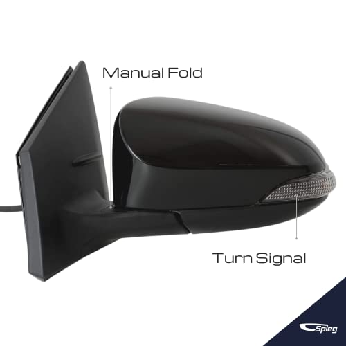 Spieg To1320295 Driver Side Mirror Replacement For Toyota Corolla 2014-2019 Power Heated Manual Folding W/Turn Signal Light Paintable Black 7 Pin Left (Lh) #TOP2