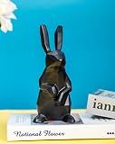 PLUSCHEN Ceramic Rabbit Collectible Figure, Abstract Figure, Geometric Surface Sculpture, Black Rabb