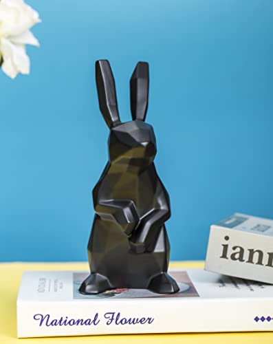 Pluschen Ceramic Rabbit Collectible Figure, Abstract Figure, Geometric Surface Sculpture, Black Rabbit Home Décor, Animal Sculpture, Decorative Rabbit Statue #TOP30