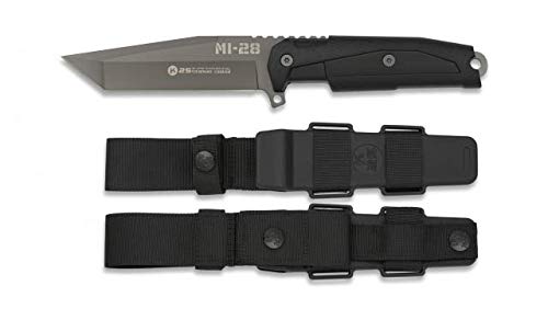 Cuchillo K25 Supervivencia MI 28 Hoja 23,5 para Caza, Pesca, Camping, Outdoor, Supervivencia y Bushcraft K25 32391 + Portabotellas de regalo