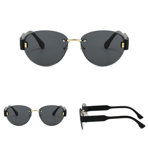 Lunettes de soleil ovales unisexes style vintage pour l'été
