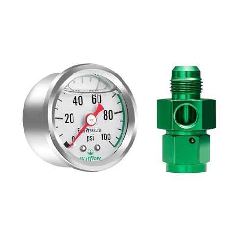 Watflow 0-100psi with an 6 Fuel Pressure Take Off Fitting Adapter Aluminum,1.5