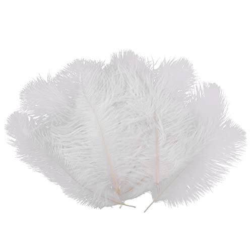 Lcmei 10 PièCes Plume D'Autruche Naturelle Blanche 20-25Cm Mariage Bricolage Cover