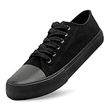 Unisex Low Top Lace Up Casual Canvas Shoes for Women and Men, Comfortable Lightweight Classic Fashion Sneakers Popular 2025, Zapatillas Casual De Lona De Moda para Hombre Y Mujer All Black