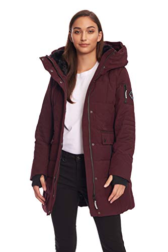 Alpine North Women's Vegan Down Mid-Length Parka Coat, Grape, Medium #TOP3