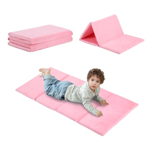 Tiita Kids Nap Mat, Foldable Play Mat, Sleeping Pad, Folding Kinder Mat Portable Bed for Daycare and Kindergarten, 1 Piece, Pink