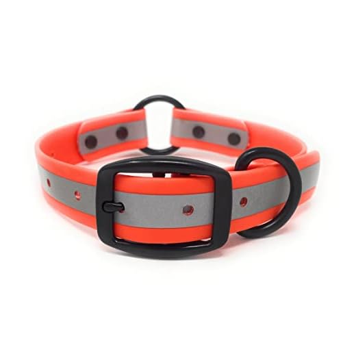 Orange Reflective Waterproof Hunting Dog Collar with Heavy Duty Center Ring | for Small and Medium Dogs and Puppies (Orange Reflective, Medium (fits 13 inch to 19 inch Neck))