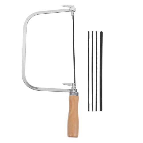 AOTISBAO Coping Saw with Wooden Handle 30x11cm Frame Includes 4 Replacement Blades Adjustable Tension Razor-Sharp Sawtooth for Woodworking and Model Making