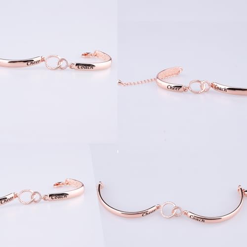 Image of BEKECH Cheerleader Coaches Cheer Coach Bracelet Jewelry for Coaches Cheer Gift for Her Appreciation Gift for Cheerleading (card-gold)