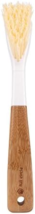 Full Circle Laidback Dish Brush, Bamboo, White, 10.82 x 1.96 x 2.16 cm