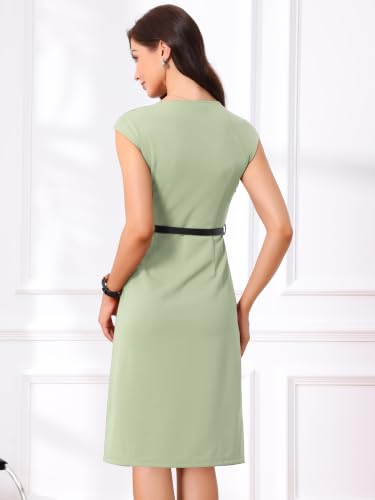 Image of Allegra K Business Dress for Women's 2026 Belted Office Work Sheath Dress