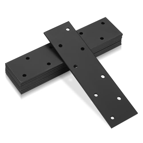 7 Pz Piastra di Giunzione Piana, Staffe Piatte Lamiera Forata, Staffe Piastra di Fissaggio, Piastre Staffe Perforate Connettore, Lastrina di Giunzione Piatta con 8 Foro per Legno, 150x38 mm/Nero