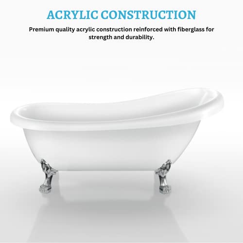 67 In X 30 In Clawfoot Bathtub With Solid Brass Polished Chrome Finish, Overflow #TOP3