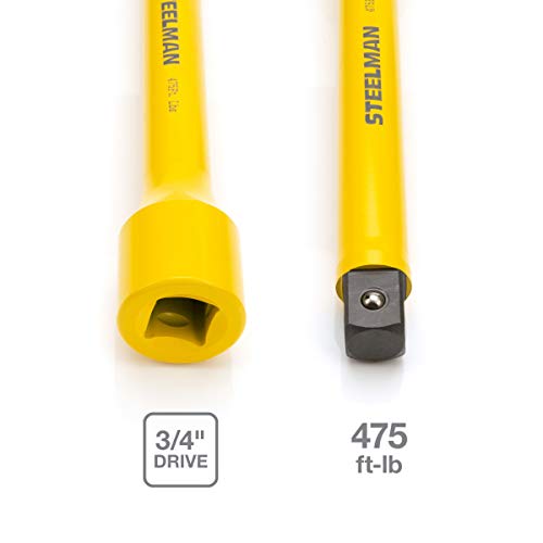 Steelman 3/4-Inch Drive 475 Ft-Lb Torque Extension For Impact Wrench, 10-Inch Extension, Corrosion-Resistant Powder-Coated Steel, Yellow #TOP2