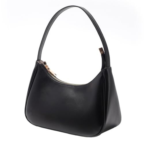 Image of Mini Shoulder Bag,Retro Classic Hobo Bags for Women,Black Shoulder Purse with Zipper Closure (Black)